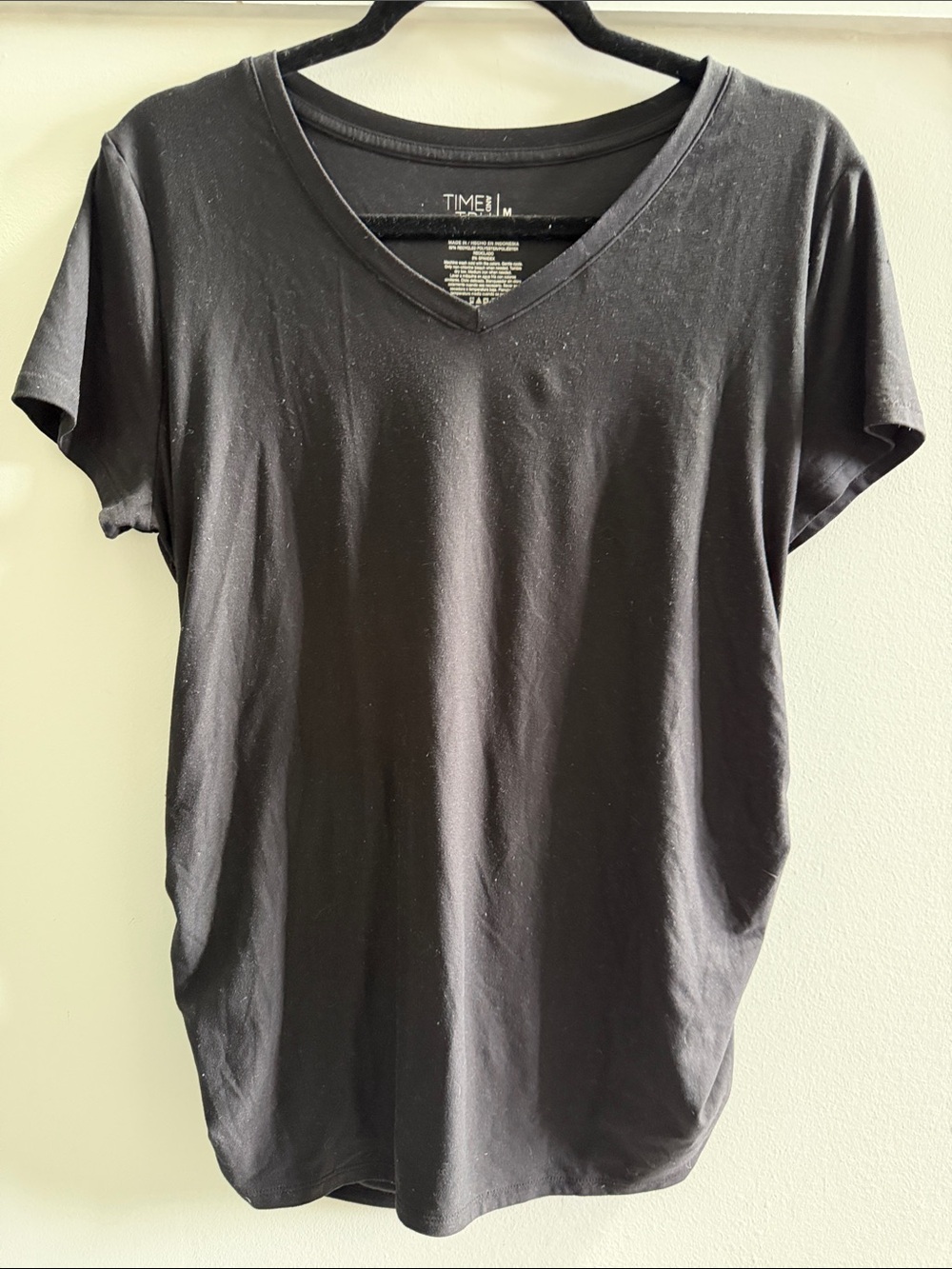 Black Maternity V-Neck Short Sleeve Tee